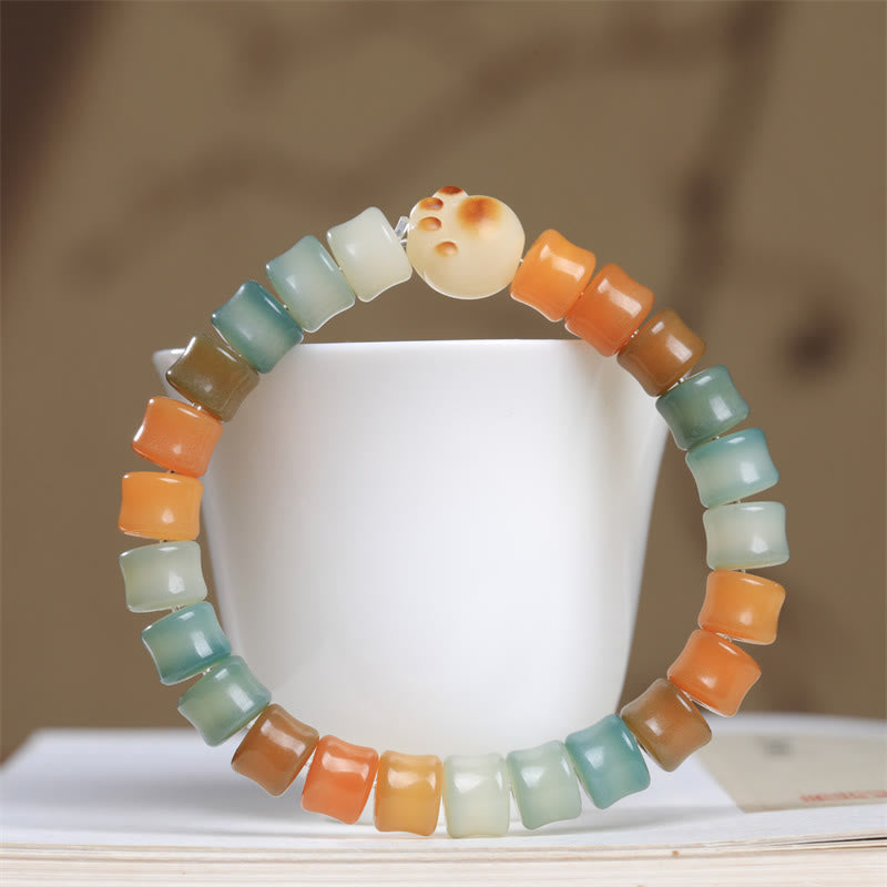 Buddha Stones Colorful Bodhi Seed Cat Paw Wisdom Bracelet Bracelet BS Bodhi Seed(Auspiciousness♥Luck)