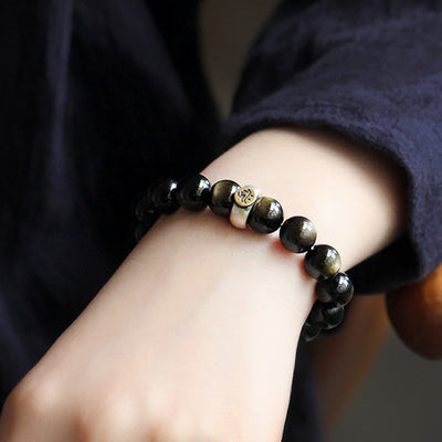 Buddha Stones Chinese Zodiac Obsidian Purification Bracelet - image 4