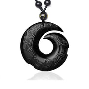 Foviel Natural Black Obsidian Ice Obsidian Strength Necklace Pendant