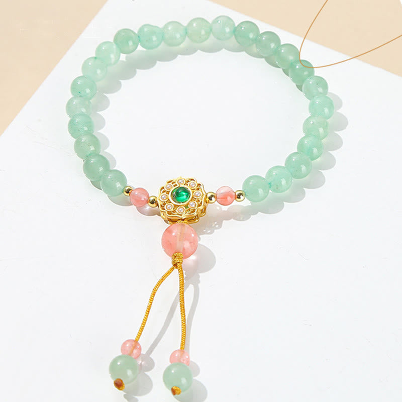 Buddha Stones Green Aventurine Luck Bead Tassel Bracelet Bracelet BS 5