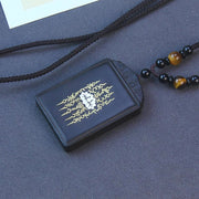 Foviel 999 Sterling Silver Ebony Wood Lotus Inlaid Calm Necklace Pendant