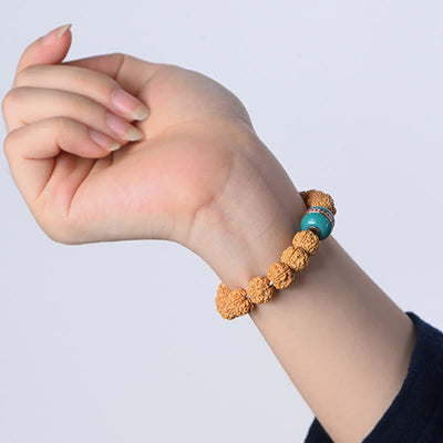 Buddha Stones Tibet Rudraksha Bodhi Seed Wealth Auspiciousness Bracelet Bracelet BS 9