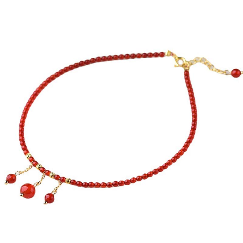 Buddha Stones Red Agate Confidence Calm Anklet Anklet BS 8
