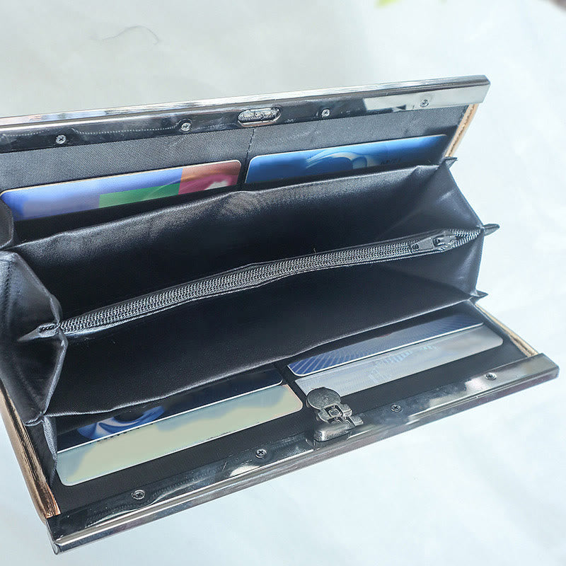 Buddha Stones Flower Plum Peach Blossom Bamboo Double-sided Embroidery Large Capacity Cash Holder Wallet Shopping Purse - image 2