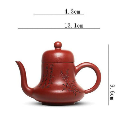 Buddha Stones Vintage Bamboo Peach Blossom Purple Clay Kung Fu Teapot Teapot BS 23