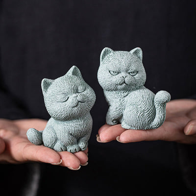 Buddha Stones Small Cat Home Tea Pet Figurine Desk Decoration Decorations BS 10