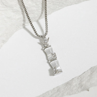 Buddha Stones Chalcedony Bamboo Pattern Harmony Necklace Pendant Necklaces & Pendants BS 9
