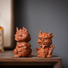 Buddha Stones Luck Dragon Wealth Tea Pet Purple Clay Figurine Decoration Decorations BS main