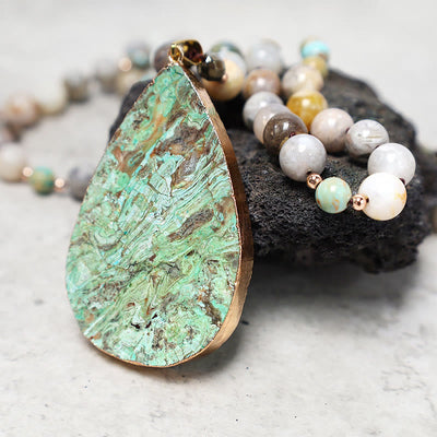 Buddha Stones Natural Ocean Picasso Jasper Beaded Healing Neckace Bracelet BS 3