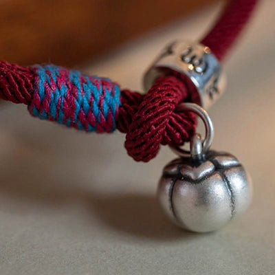 Buddha Stones 925 Sterling Silver Tibetan Handmade Om Mani Padme Hum Persimmon Charm Luck Protection Braided Bracelet Bracelet BS 8