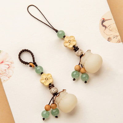 Buddha Stones Natural Bodhi Seed Money Bag Flower Blessing Prosperity Keychain Key Chain BS 1