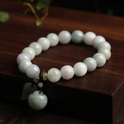 Buddha Stones Natural Jade Pi Xiu Gourd Apple Success Bracelet - image 5