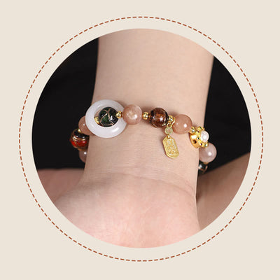 Buddha Stones Tibetan Incense Ash Liuli Glass Tridacna Stone Sun Stone Om Mani Padme Hum Prayer Wheel Charm Bracelet Bracelet BS 13