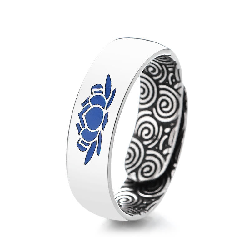 Buddha Stones Tibetan Blue Lotus Auspicious Clouds Copper Enlightenment Ring Ring BS 3