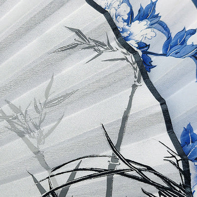 Buddha Stones Vintage Bamboo Peony Butterfly Lotus Handheld Silk Folding Fan With Bamboo Frames Folding Fan BS 3