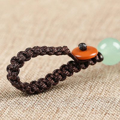 Foviel Mini Small Leaf Red Sandalwood Ebony Wood Lucky Cat Lovely Kitty Peace Key Chain Phone Hanging Decoration
