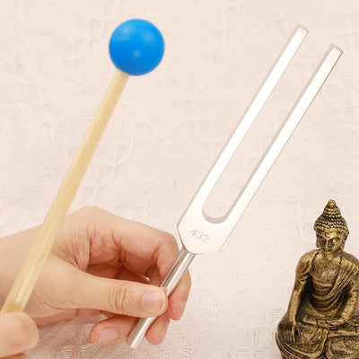 Buddha Stones Tuning Fork 432HZ Aluminum Alloy with Hammer for Mind and Spirit Healing Decorations buddhastoneshop Tuning Fork