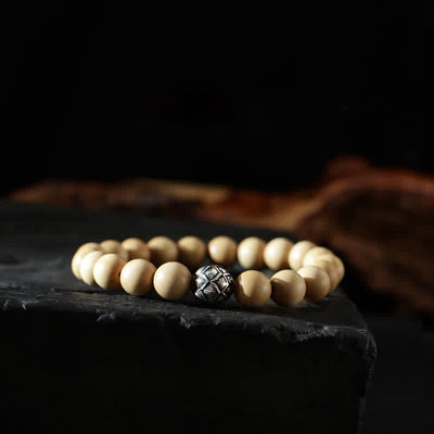 Buddha Stones Tibet Peach Wood Lotus Cinnabar Bagua Yin Yang Luck Wealth Bracelet Bracelet BS 8mm Lotus Flower (Enlightenment ♥ New Beginning)