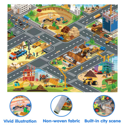 Fidtoy 6PCS Construction Vehicle Toy Set with Playmat for Kids