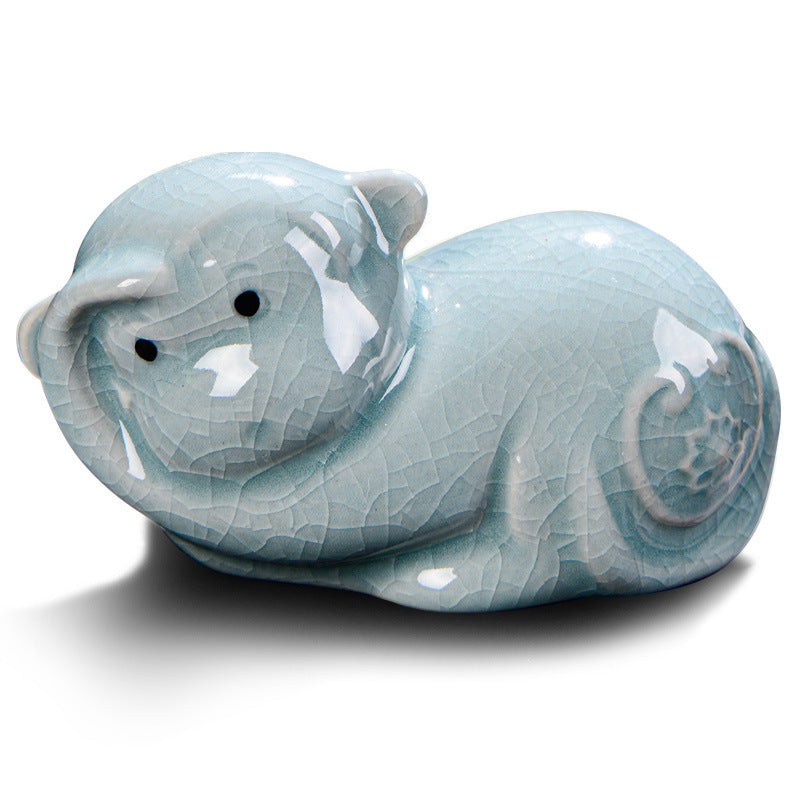 Buddha Stones Chinese Zodiac Wealth Ceramic Tea Pet Home Figurine Decoration Decorations BS 20