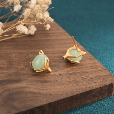Buddha Stones FengShui Jade Luck Earrings Earrings BS 3