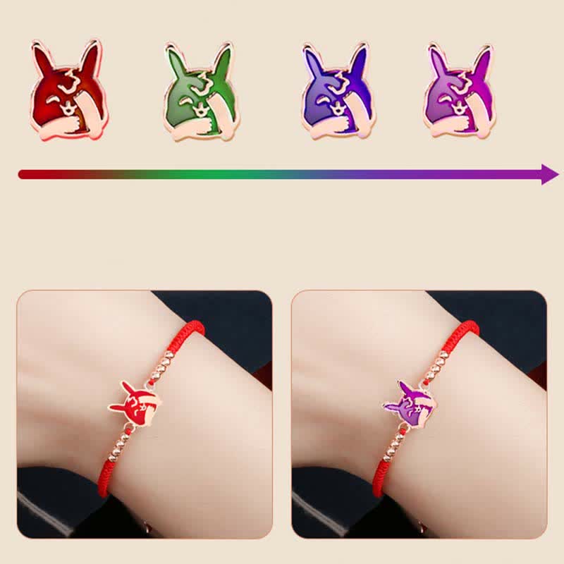 Buddha Stones 925 Sterling Silver Chinese Zodiac Luck Faith Discolor Red String Bracelet Bracelet BS 21