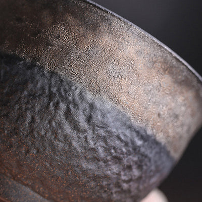 Buddha Stones Simple Brown Striped Texture Ceramic Teacup Kung Fu Tea Cup Bowl Cup BS 5