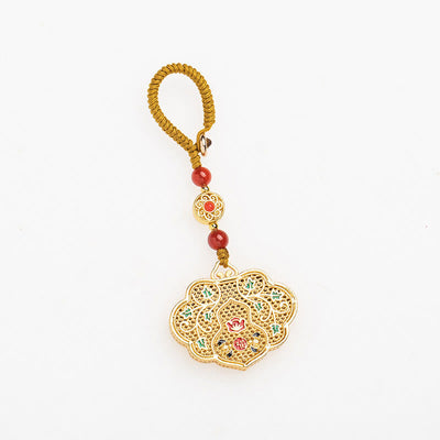 Buddha Stones Lock of Good Wishes Fu Character Luck Blessing Key Chain Key Chain BS 12