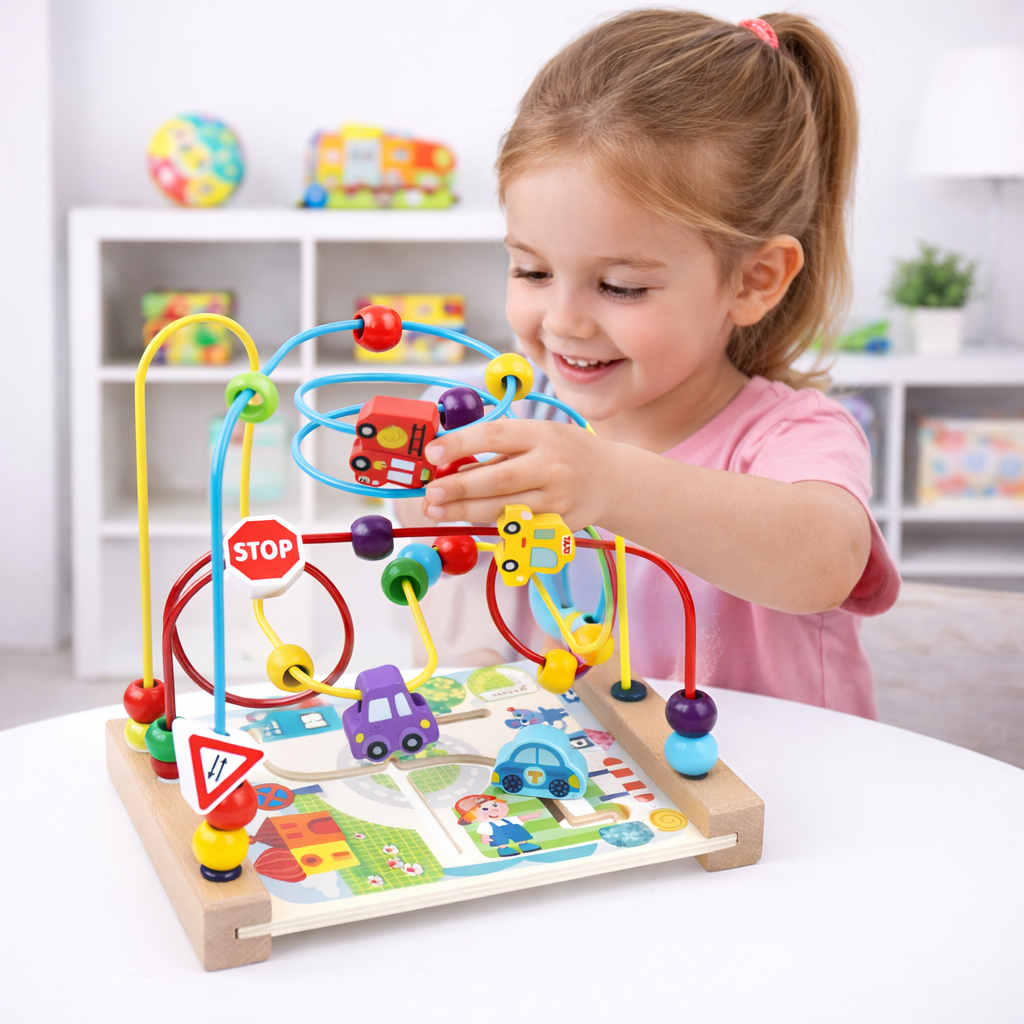 Fidtoy Wooden Bead Maze Toy for Toddlers