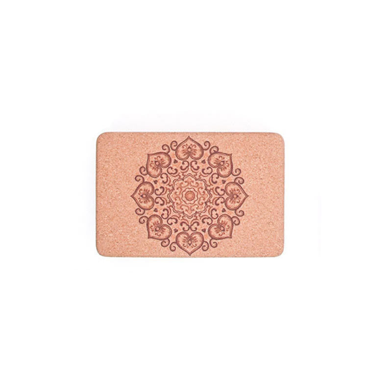 Buddha Stones Tibetan Mandala Mindful Yoga Cork Block Yoga Cork Block buddhastoneshop Love Heart Mandala