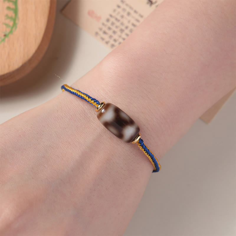 Buddha Stones Tibetan Three-eyed Dzi Bead Luck Happiness Bracelet Bracelet BS 4