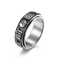 Letter Words Balance Calm Titanium Steel Rotatable Ring - image 0