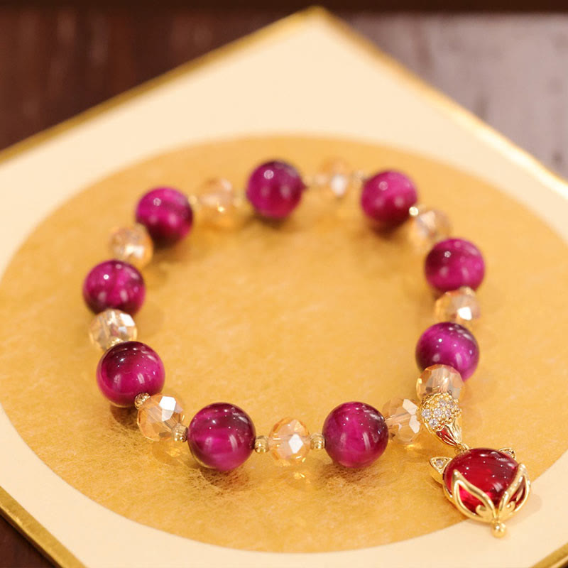 Foviel Rot Tigerauge PiXiu Fox Schutz Selbstbewusstsein Armband