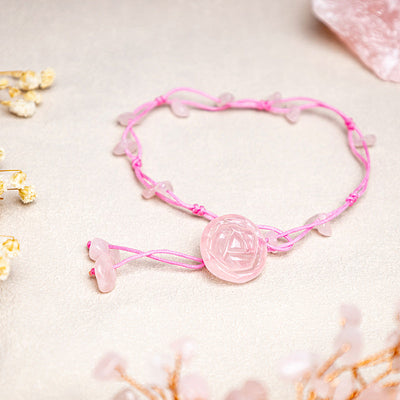 Buddha Stones Amethyst Pink Crystal Green Aventurine Rose Inner Peace Healing Anklet Anklet BS Pink Crystal (Soothing ♥ Warmth)