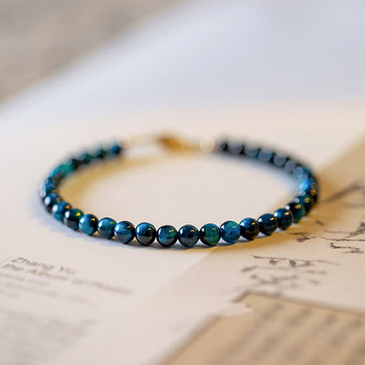 Foviel Natural Blue Tiger Eye Stone Protection Chain Bracelet