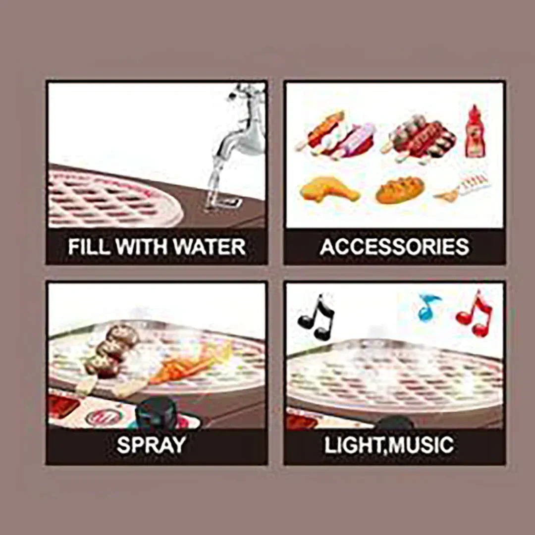 Fidtoy Mini BBQ Oven Playset with Lights and 8 Piece Set