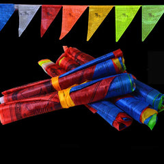 Buddha Stones Tibetan Blessing Outdoor 25 Pcs Triangle Prayer Flag Decoration Decorations buddhastoneshop 6m