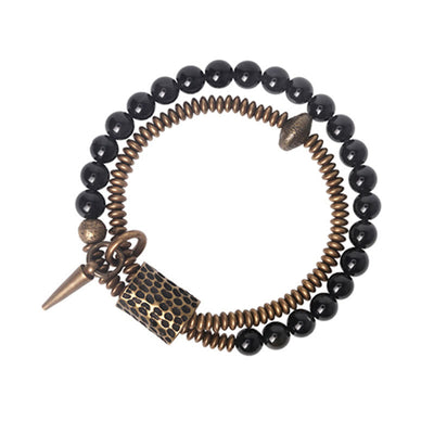 Buddha Stones Rainbow Obsidian Copper Inner Peace Healing Double Layer Bracelet Bracelet BS 9