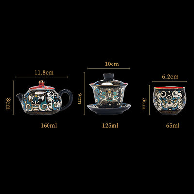 Buddha Stones Peking Opera Mask Pattern Ceramic Gaiwan Sancai Teacup Kung Fu Tea Cup And Saucer With Lid Teapot Cup BS 10