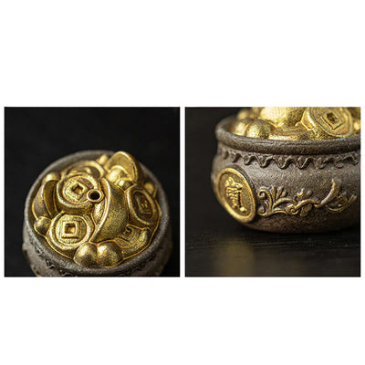 Buddha Stones Small Treasure Bowl Lucky Bag Bagua Tray Healing Ceramic Stick Incense Burner Decoration Incense Burner BS 8