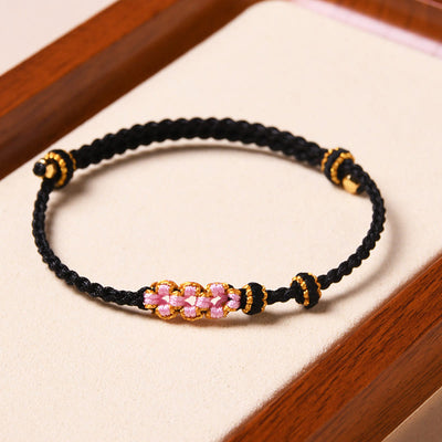 Buddha Stones Handmade Peach Blossom Protection Braided Rope Bracelet Bracelet BS 18