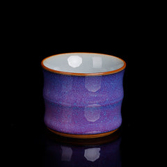 Buddha Stones Kiln Change Ceramic Bamboo Design Teacup Kung Fu Tea Cup Cup BS Purple 6cm*4.8cm*80ml