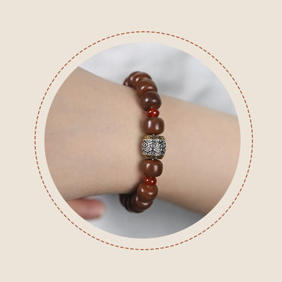 Buddha Stones Bodhi Seed Auspicious Cloud Fu Character Bead Peace Bracelet Bracelet BS 14