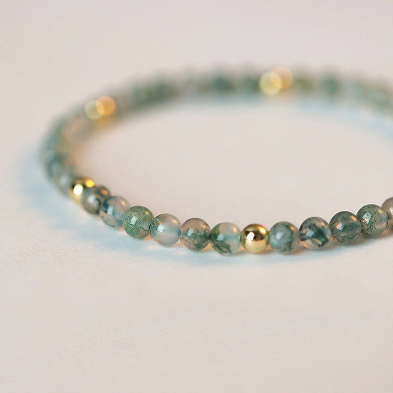 Buddha Stones Moss Agate Lucky Balance Bracelet Bracelet BS 7