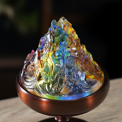 Buddha Stones Liuli Crystal Mountain Healing Meditation Incense Burner Incense Burner BS 2