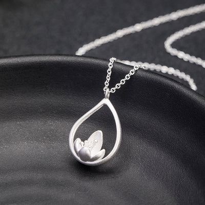 Buddha Stones 925 Sterling Silver Lotus Flower Floral Enlightenment Necklace Pendant Necklaces & Pendants BS 3