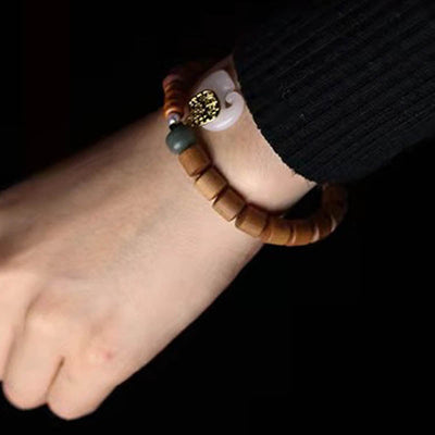 Buddha Stones Sandalwood Jade Elephant Protection Bracelet Bracelet BS 2