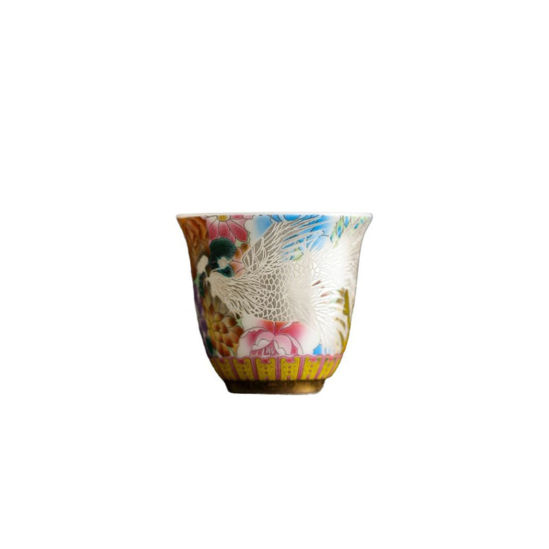 Buddha Stones Dragon Phoenix Flowers Ceramic Teacup Kung Fu Tea Cup 50ml Cup BS 12
