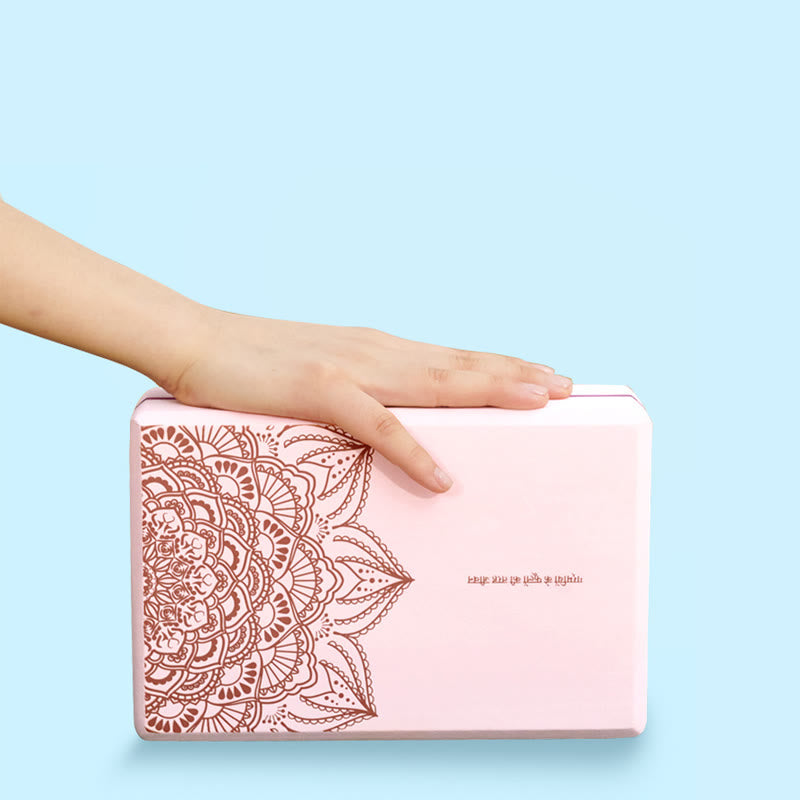 Buddha Stones Tibetan Mandala Mindful Soft Non-Slip Foam Yoga Block Yoga Block buddhastoneshop Pink Mandala