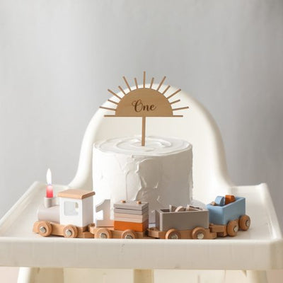 Train d'anniversaire en bois Fidtoy avec blocs numérotés